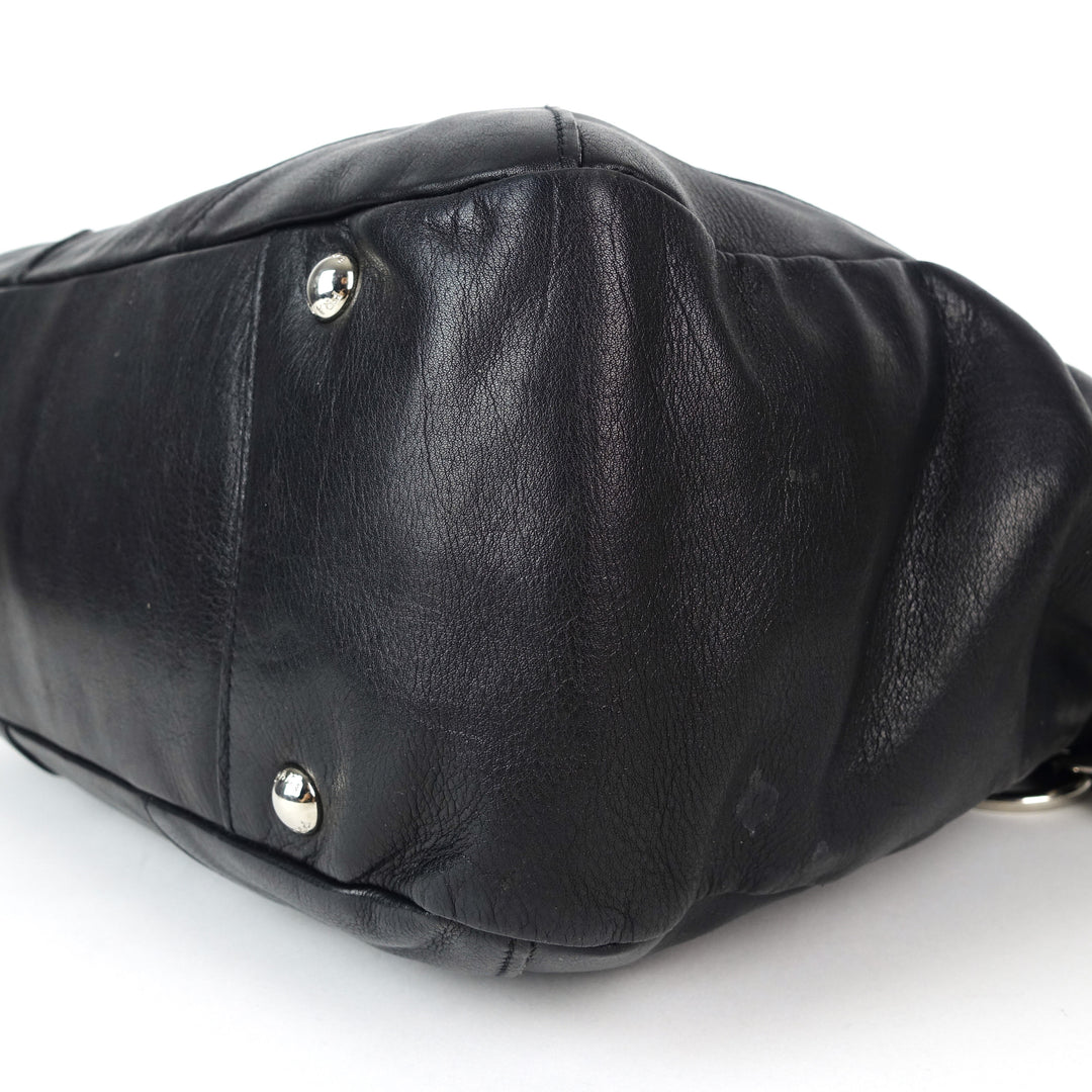 vitello daino leather hobo bag