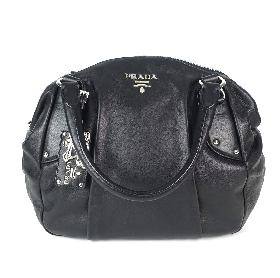 vitello daino leather bowler bag