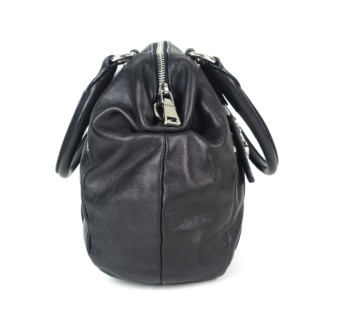 vitello daino leather bowler bag