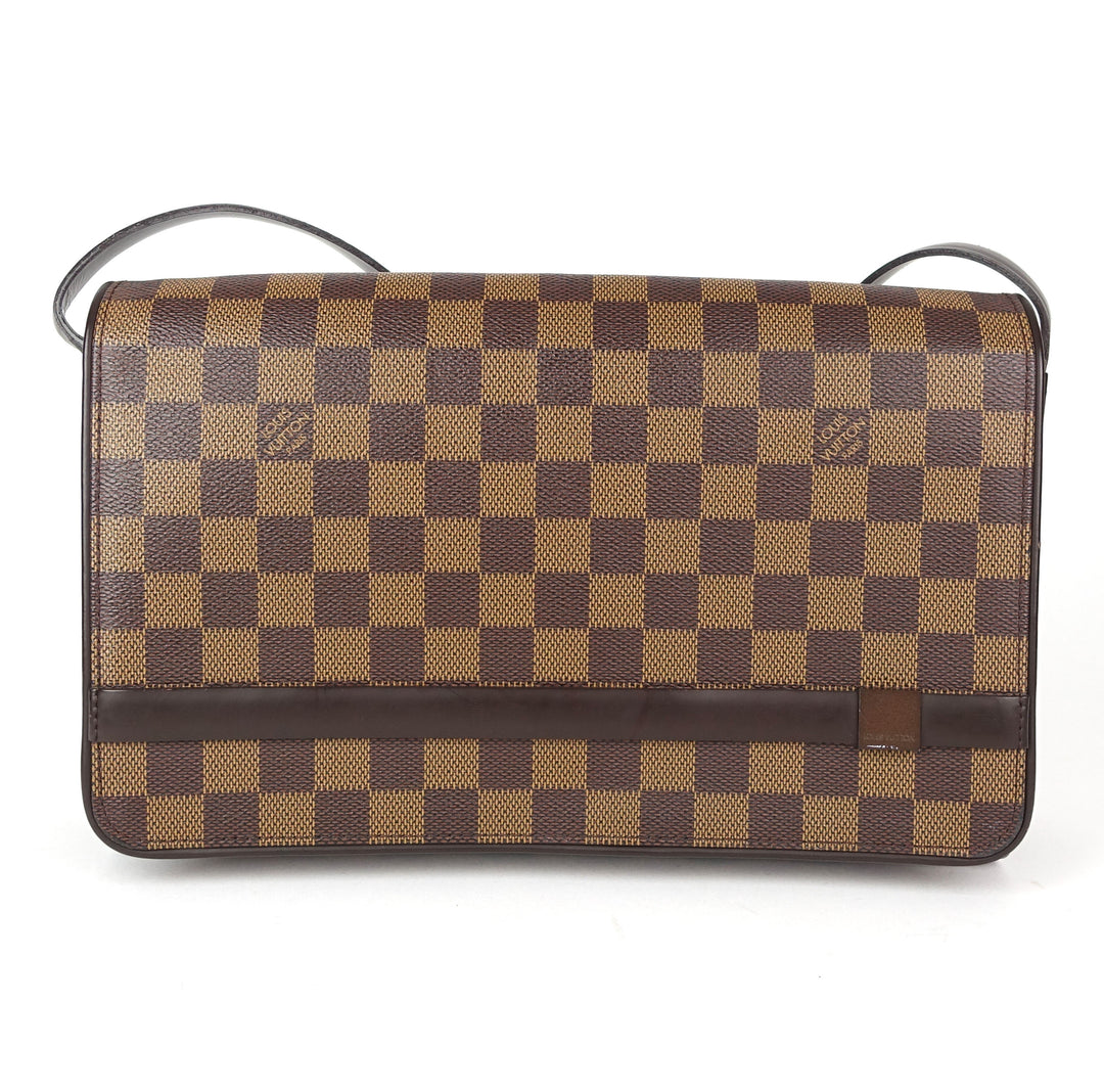 tribeca carre damier ebene canvas shoulder bag