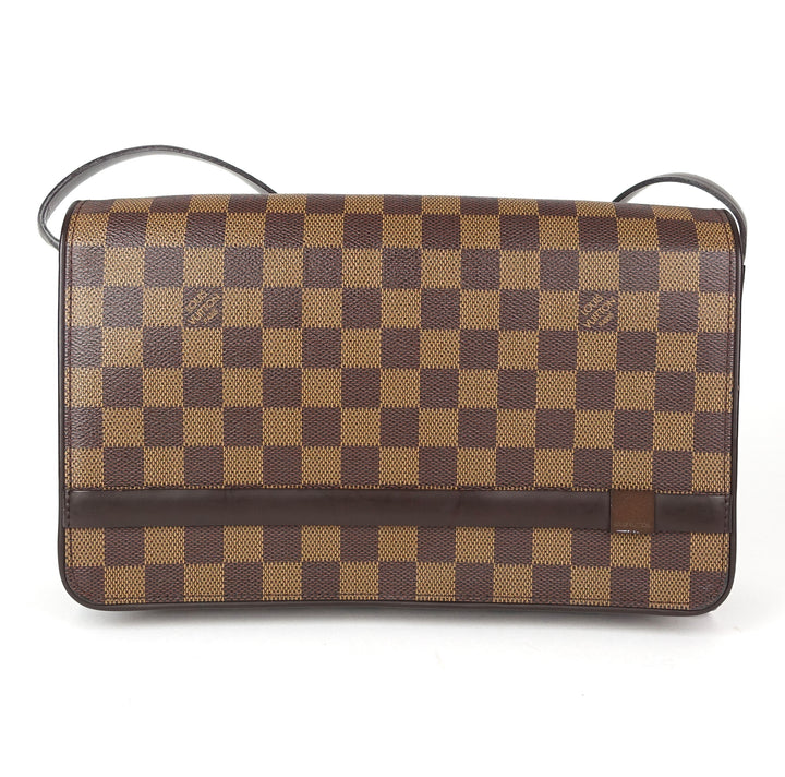 tribeca carre damier ebene canvas shoulder bag