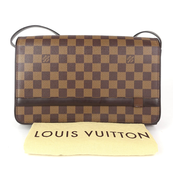 tribeca carre damier ebene canvas shoulder bag