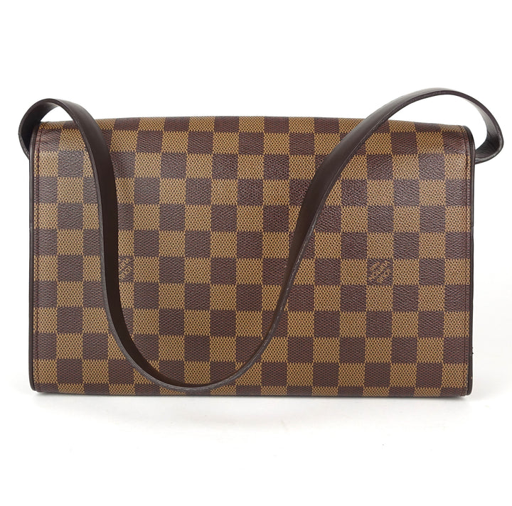 tribeca carre damier ebene canvas shoulder bag