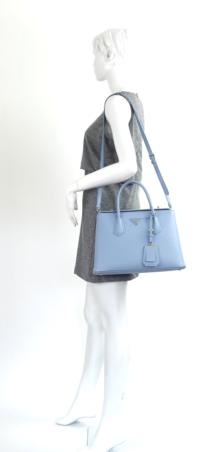 twin turn-lock saffiano leather handbag