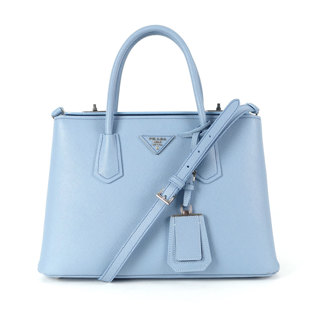 twin turn-lock saffiano leather handbag