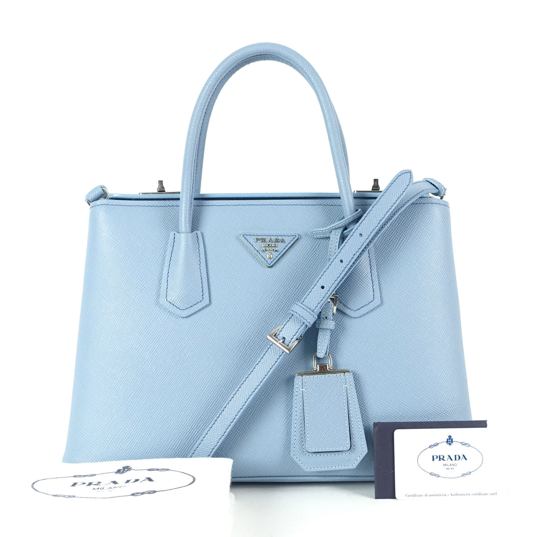 twin turn-lock saffiano leather handbag