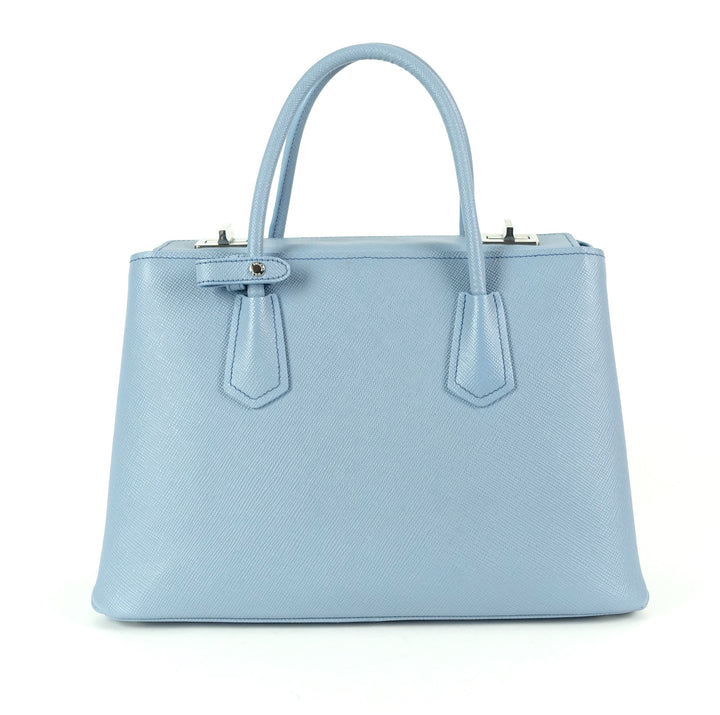 twin turn-lock saffiano leather handbag