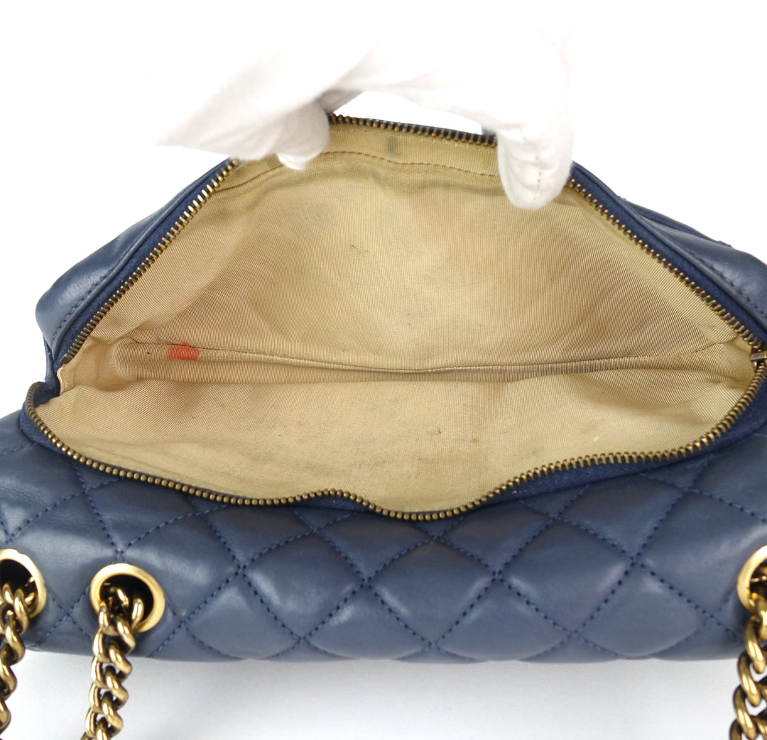 cc crown quilted leather shoulder bag