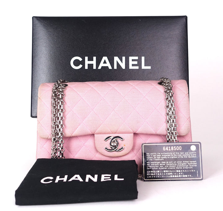 double flap quilted cotton shoulder bag