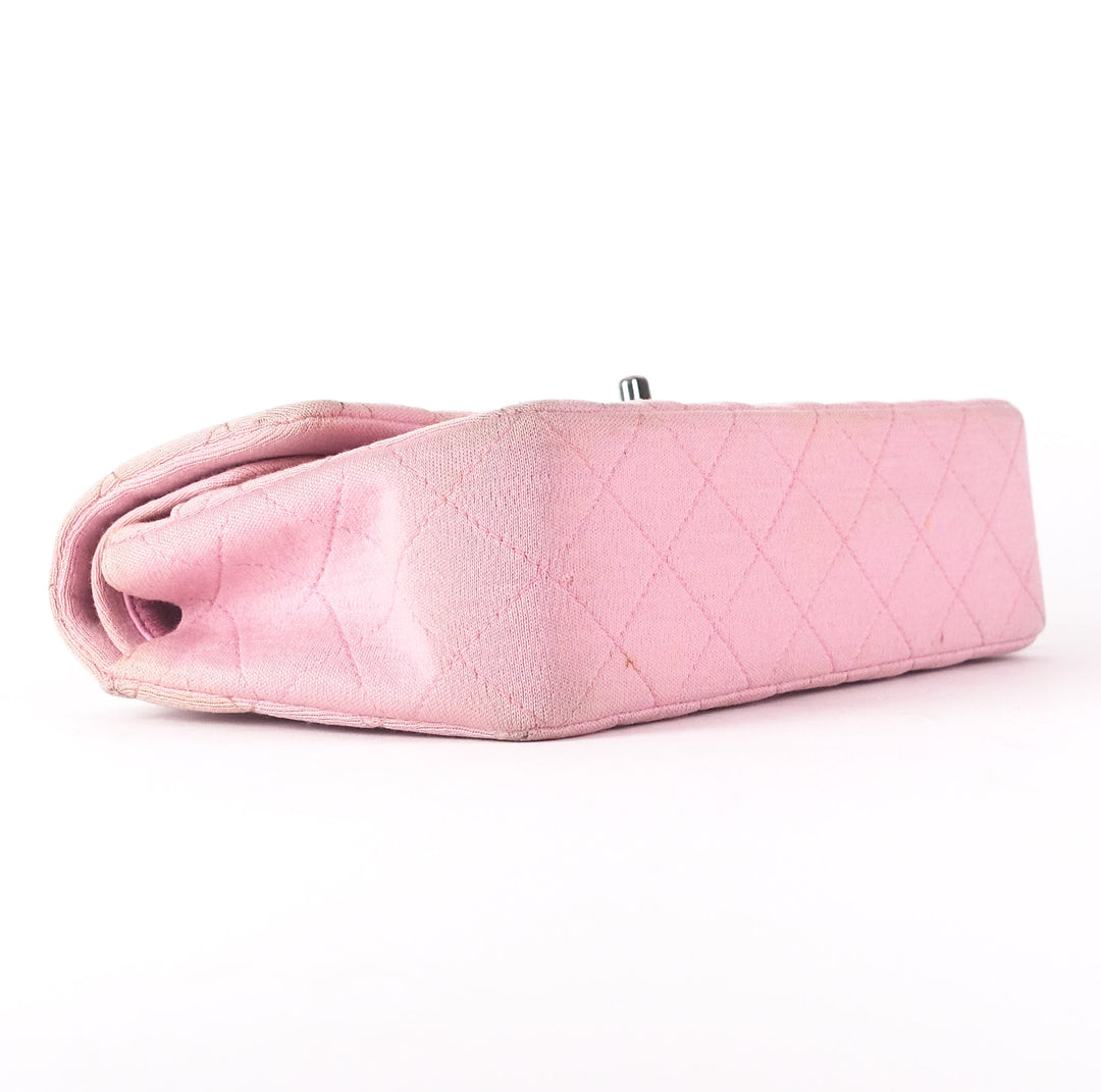 double flap quilted cotton shoulder bag