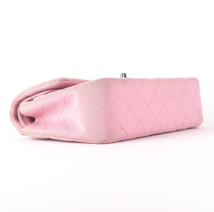 double flap quilted cotton shoulder bag