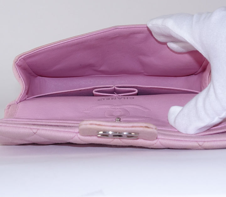 double flap quilted cotton shoulder bag