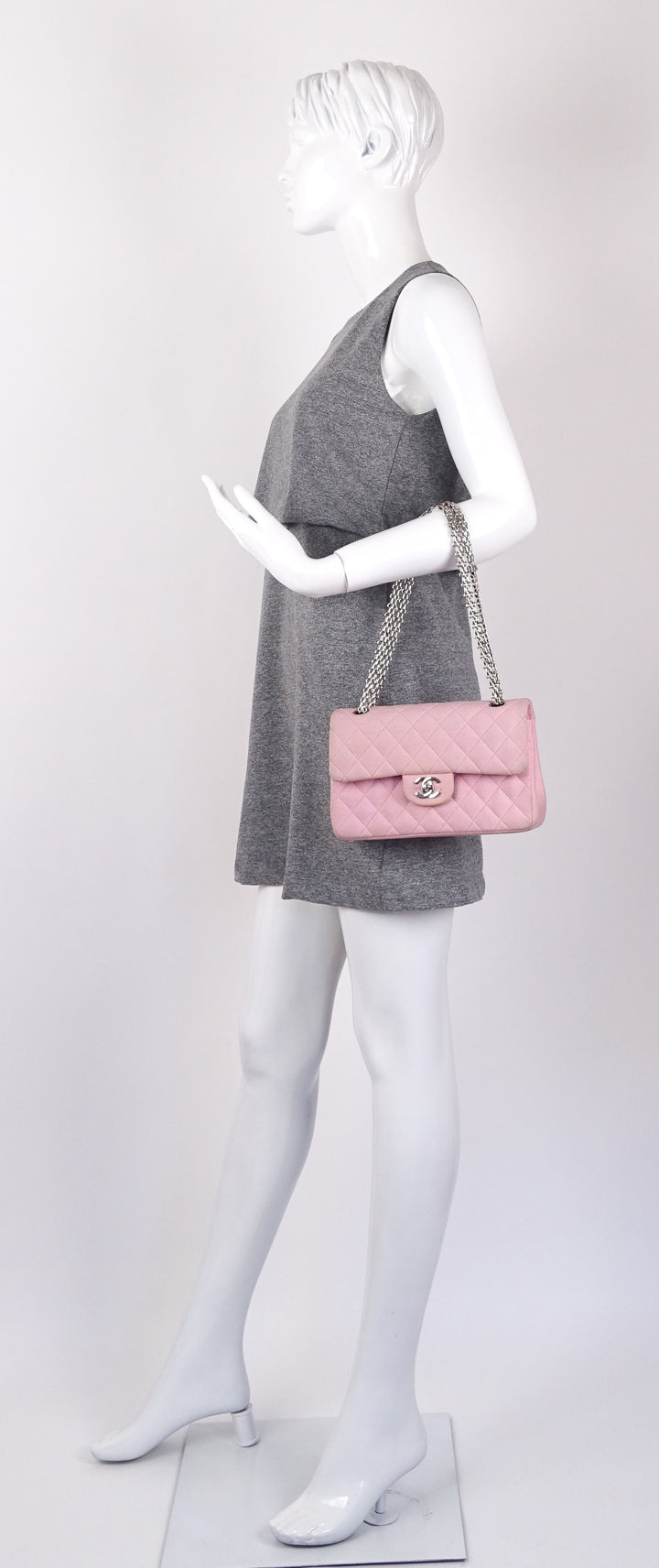 double flap quilted cotton shoulder bag