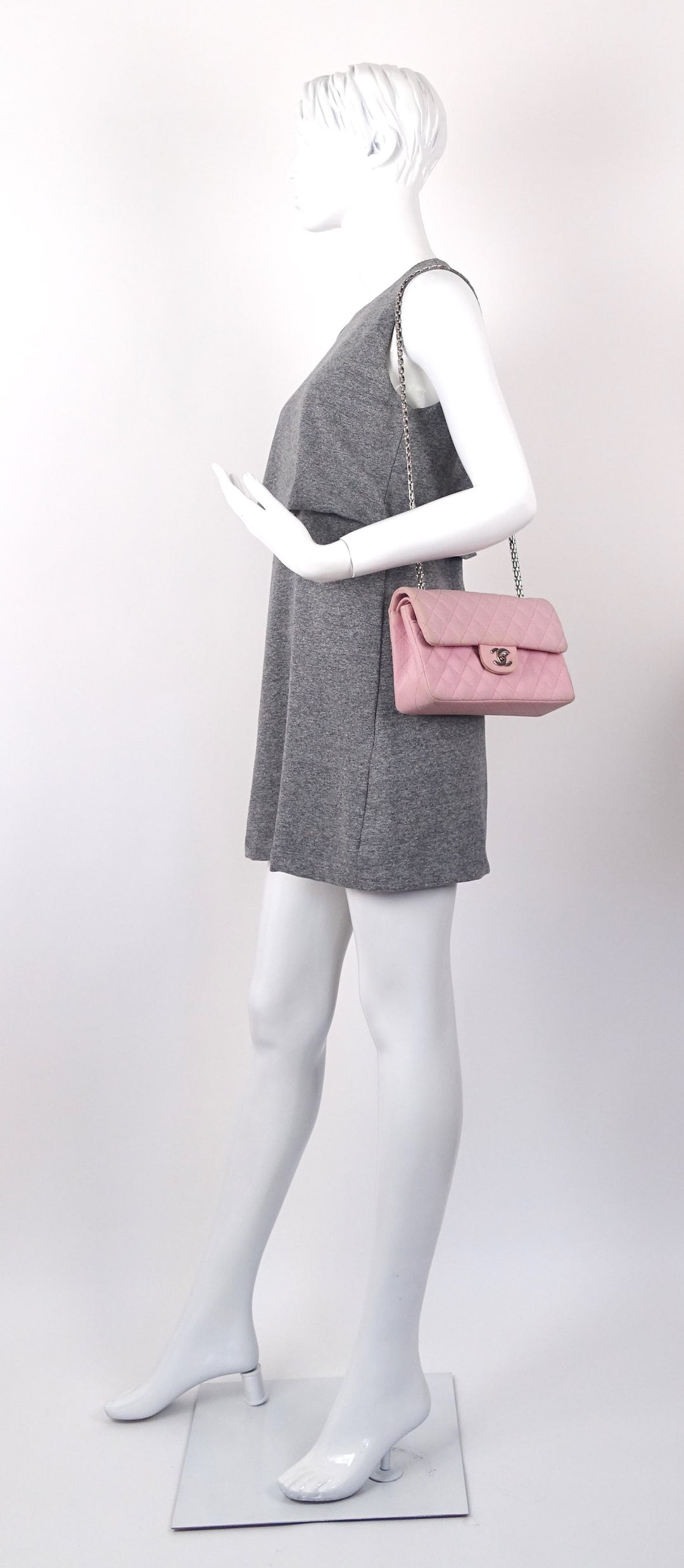 double flap quilted cotton shoulder bag