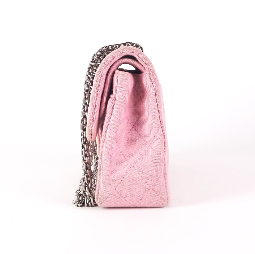 double flap quilted cotton shoulder bag