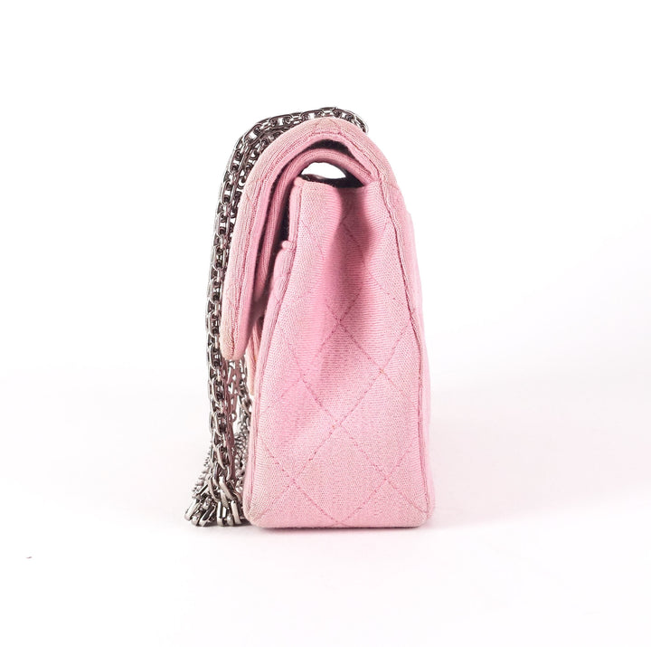 double flap quilted cotton shoulder bag