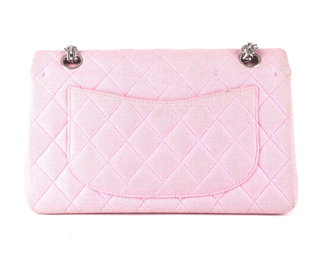 double flap quilted cotton shoulder bag