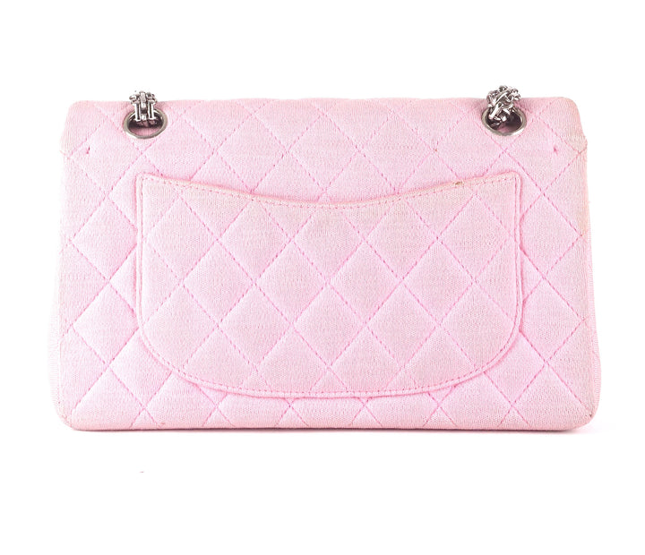 double flap quilted cotton shoulder bag