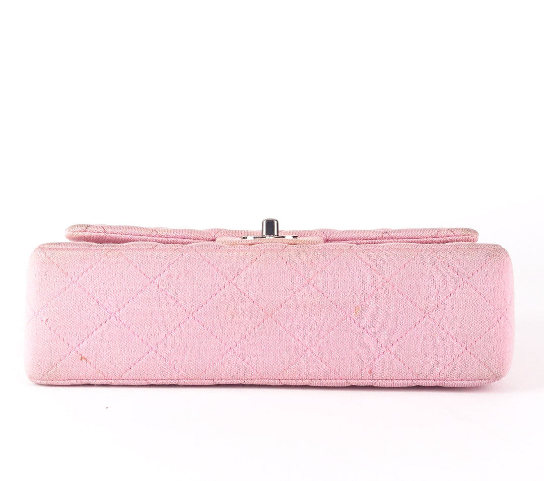 double flap quilted cotton shoulder bag
