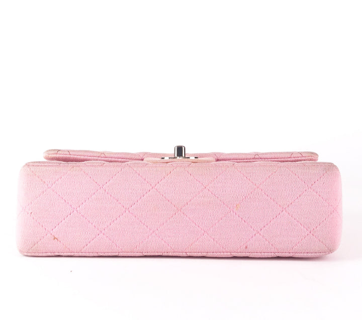 double flap quilted cotton shoulder bag