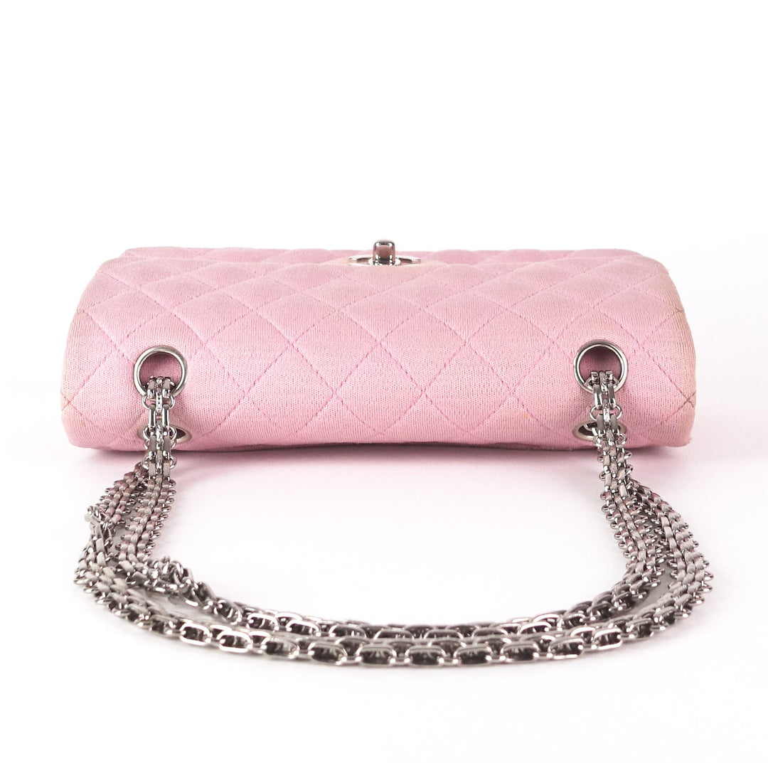 double flap quilted cotton shoulder bag