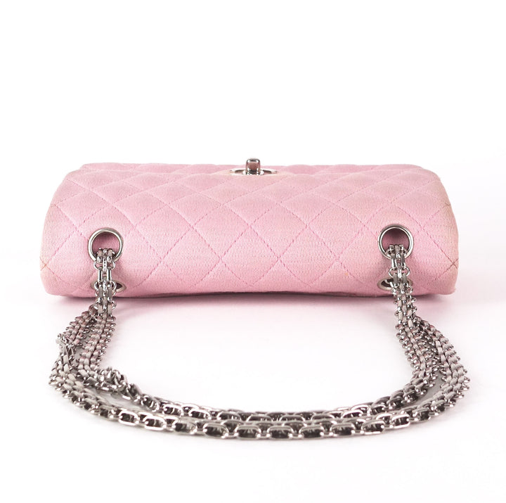 double flap quilted cotton shoulder bag