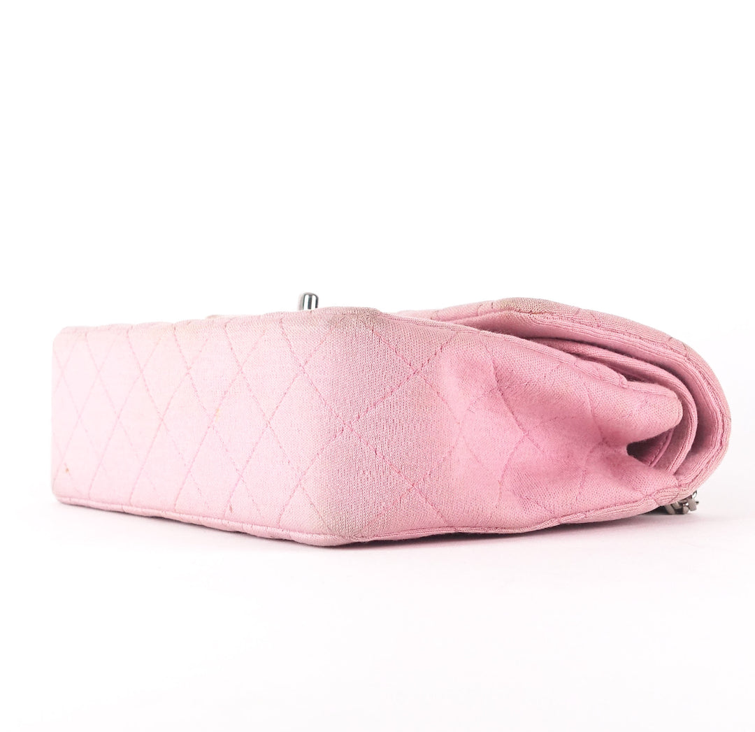 double flap quilted cotton shoulder bag