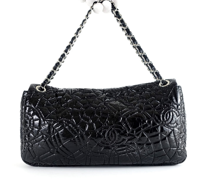 graphic edge patent vinyl shoulder bag