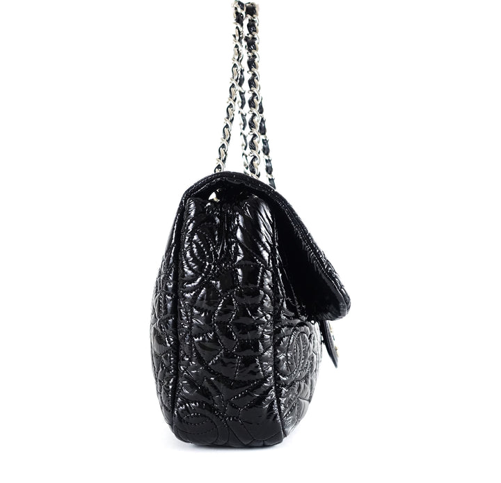 graphic edge patent vinyl shoulder bag