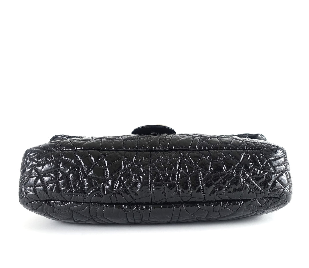 graphic edge patent vinyl shoulder bag