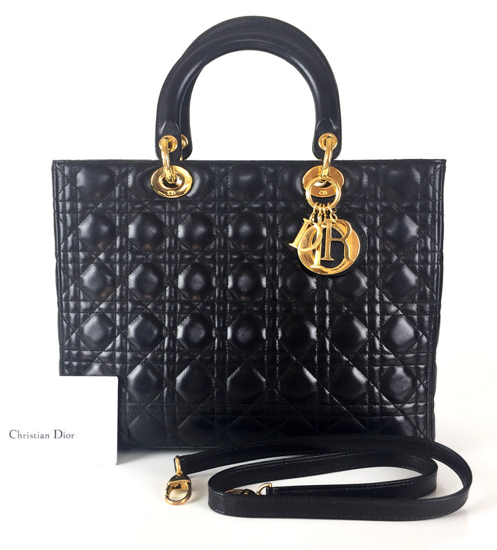 lady dior cannage quilt leather large bag