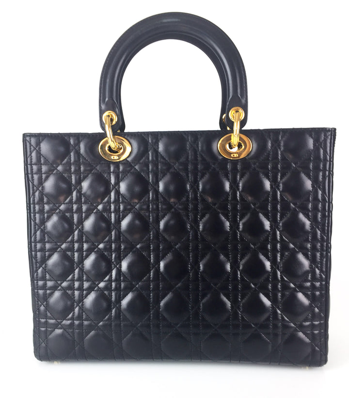 lady dior cannage quilt leather large bag