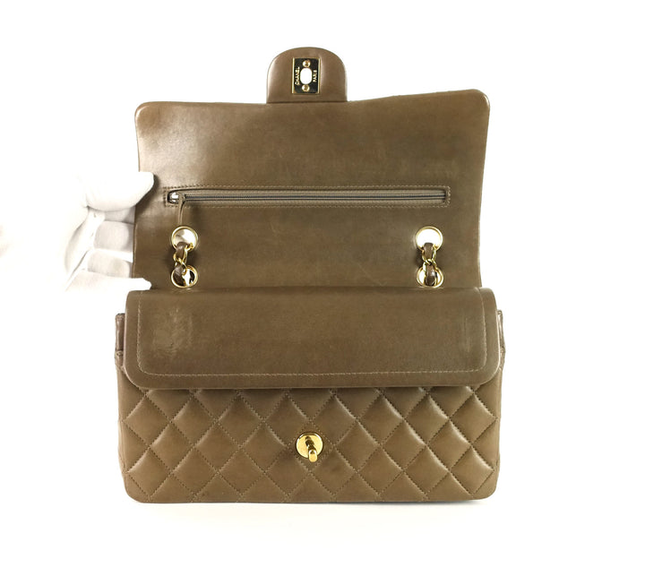 double flap lambskin shoulder bag