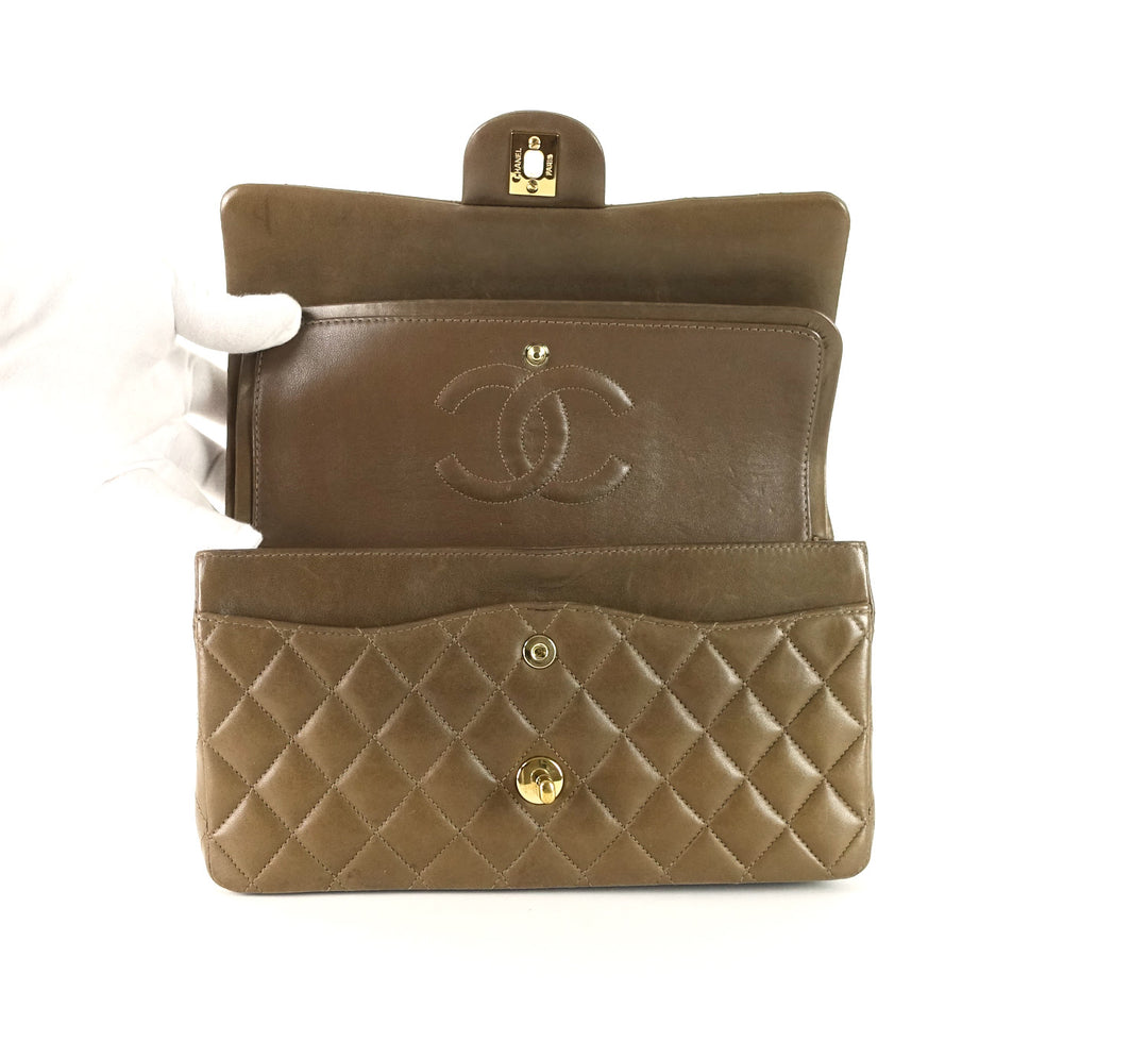 double flap lambskin shoulder bag