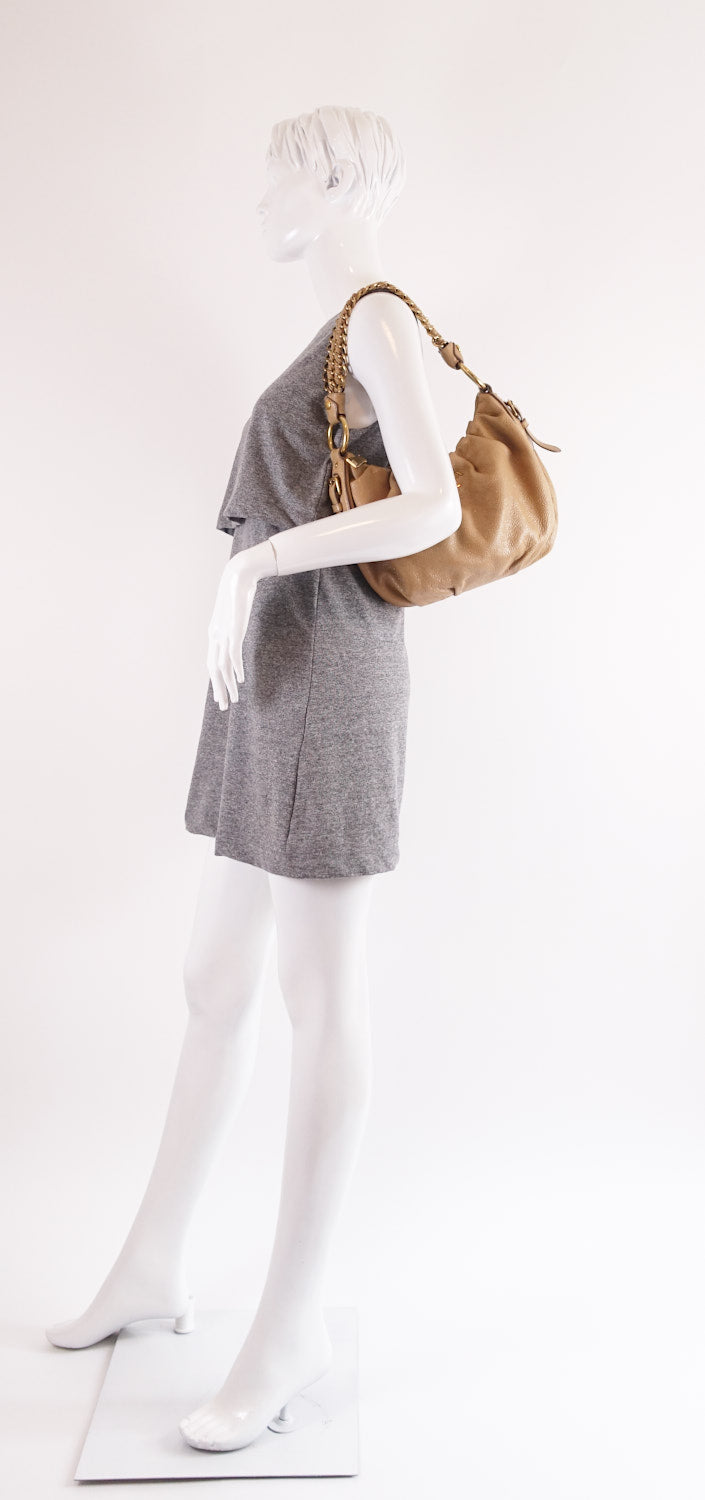 sparkle calf leather hobo bag
