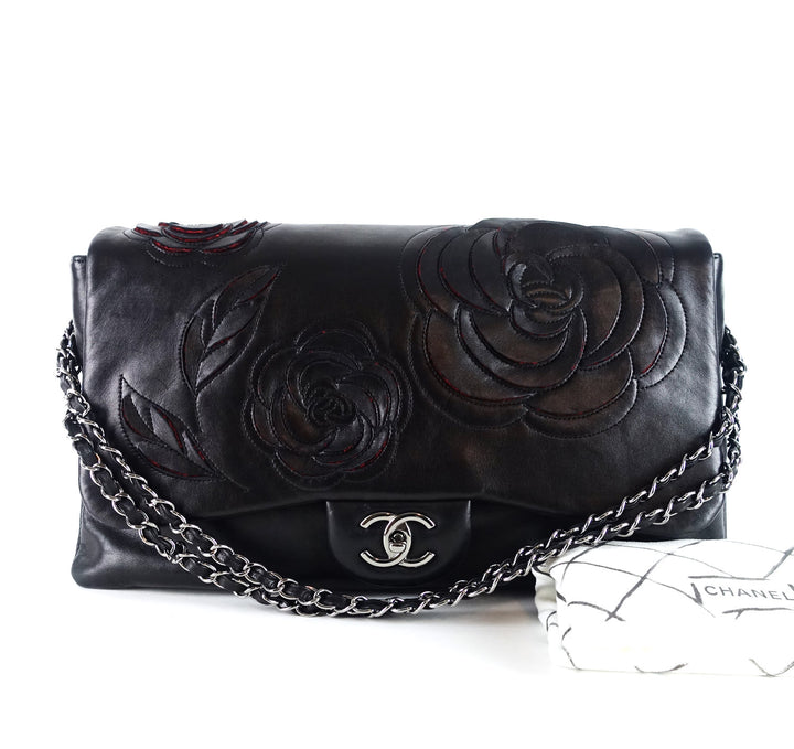 camellia petals lambskin shoulder bag