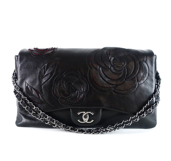 camellia petals lambskin shoulder bag