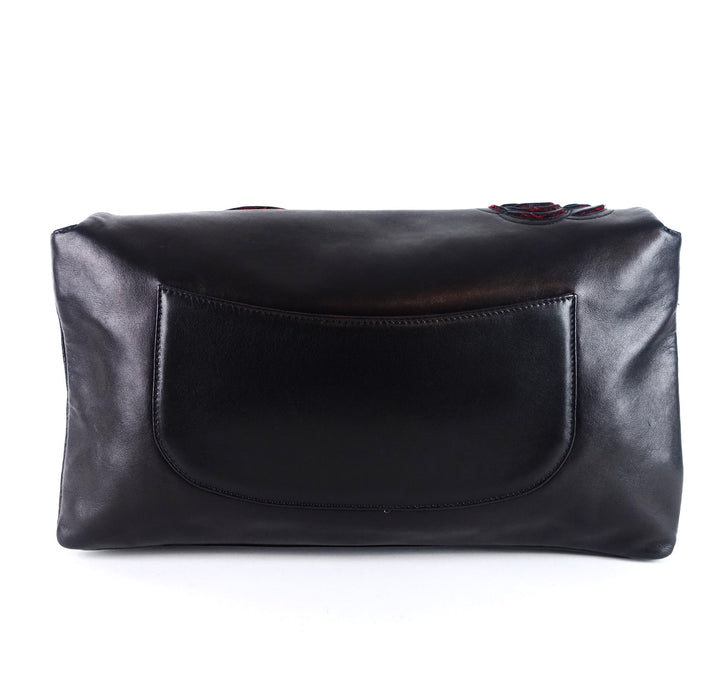 camellia petals lambskin shoulder bag