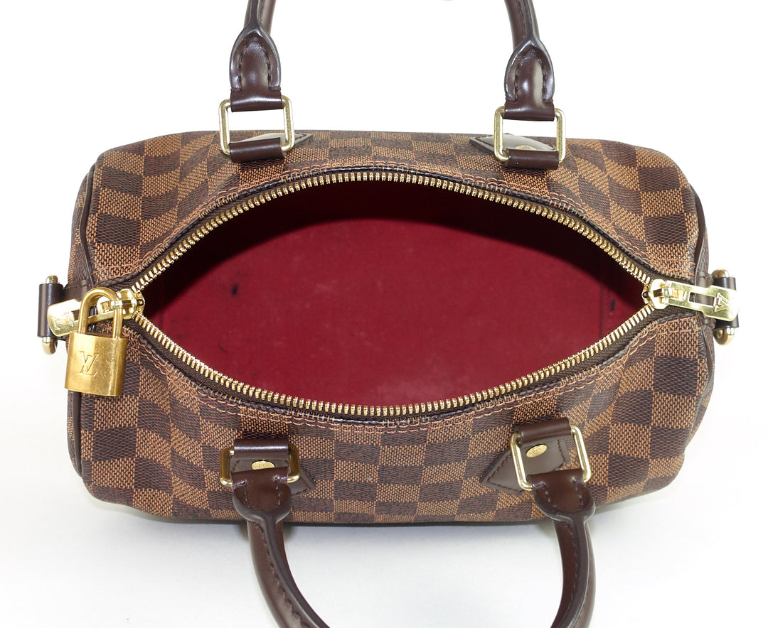speedy 25 bandouliére damier ebène canvas handbag