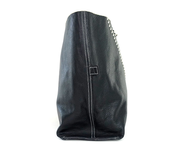 calf leather reversible tote bag