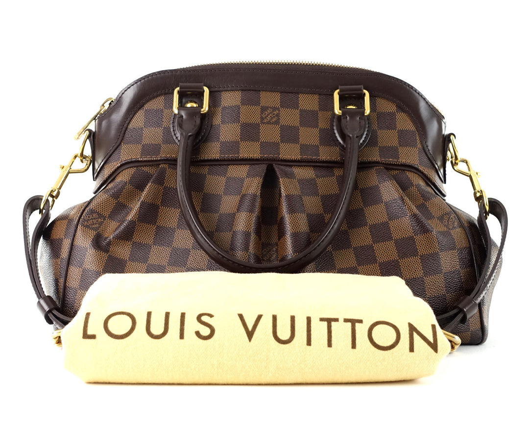 trevi pm damier ebene canvas handbag
