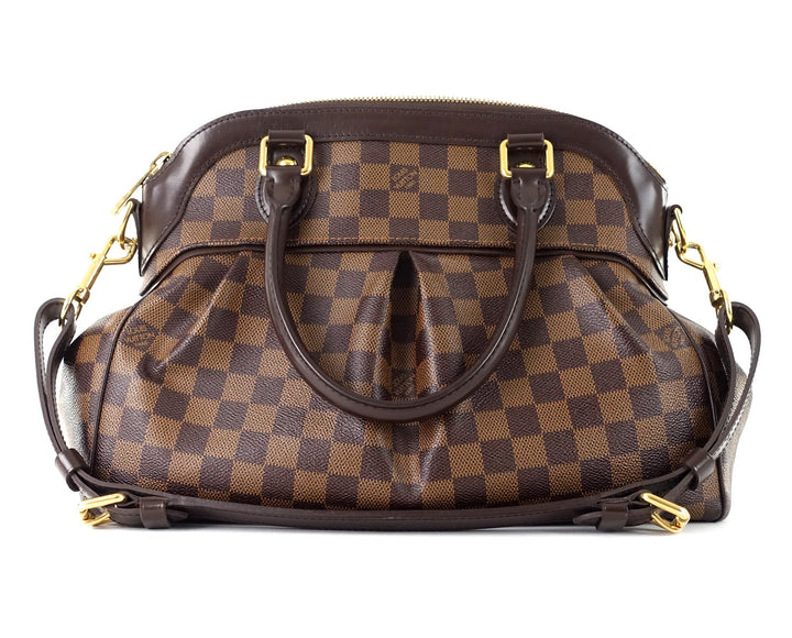 trevi pm damier ebene canvas handbag