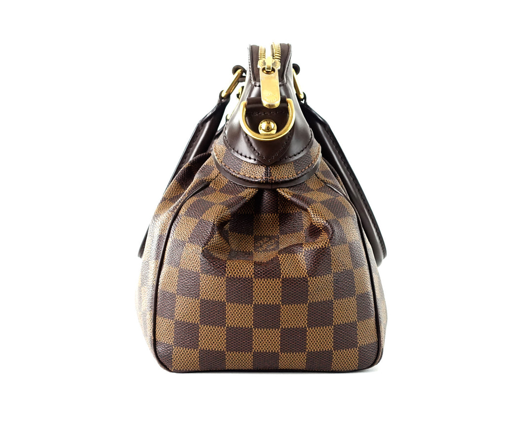 trevi pm damier ebene canvas handbag
