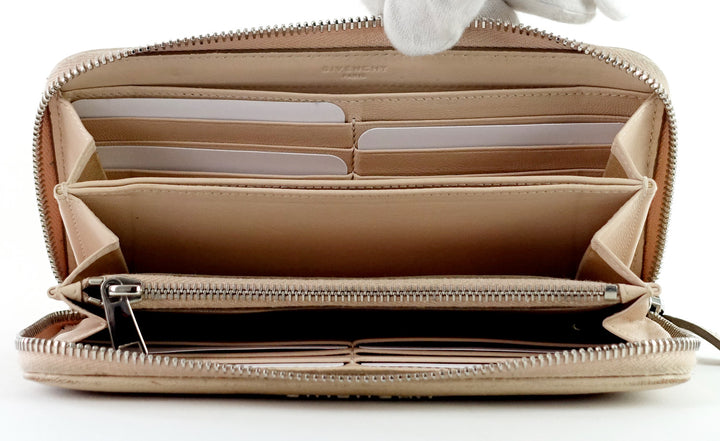 pandora zip around grained leather wallet