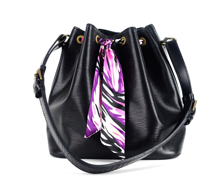 petit noe black epi leather bag with wallet