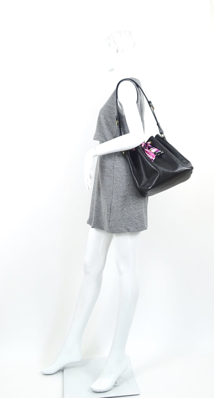 petit noe black epi leather bag with wallet