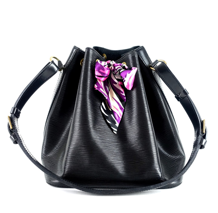 petit noe black epi leather bag with wallet