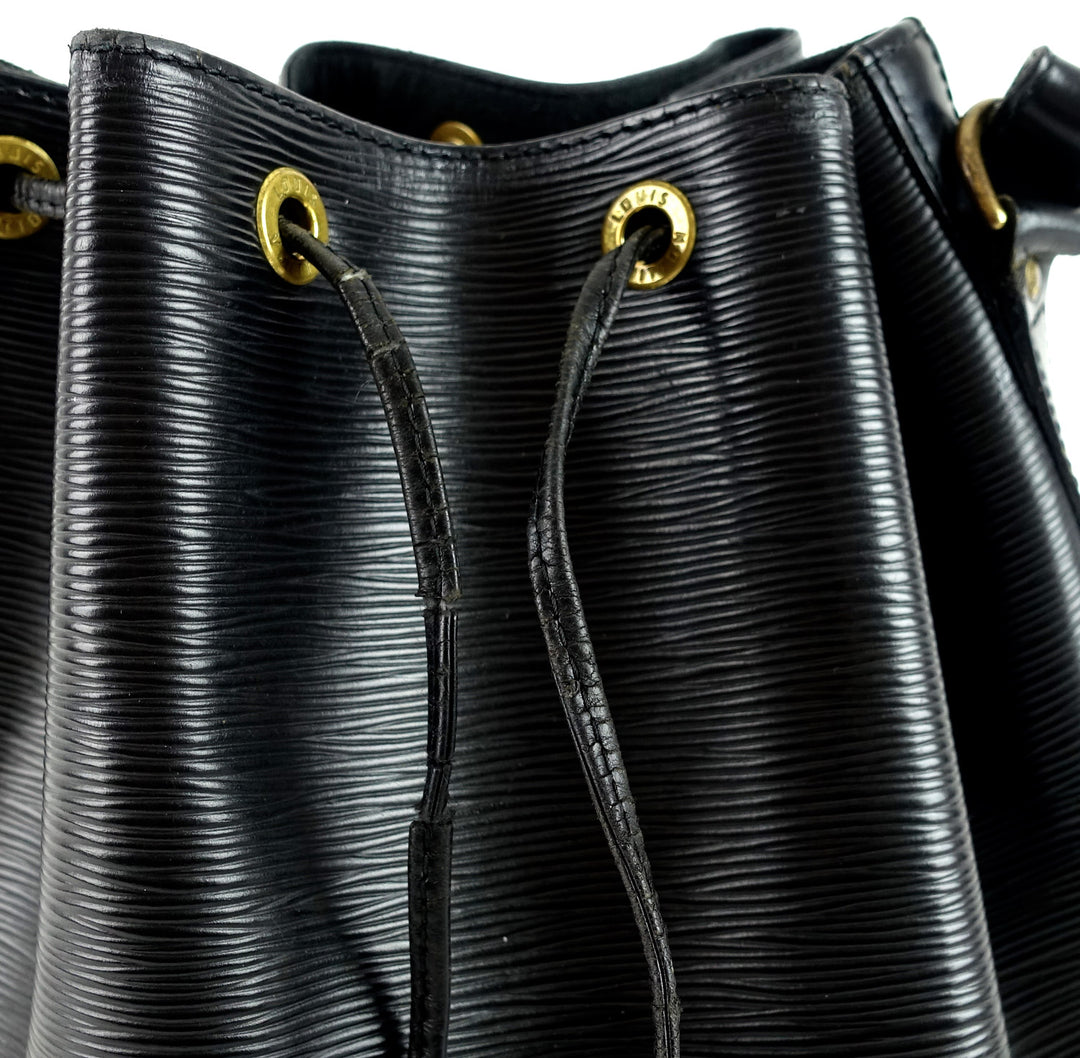 petit noe black epi leather bag with wallet