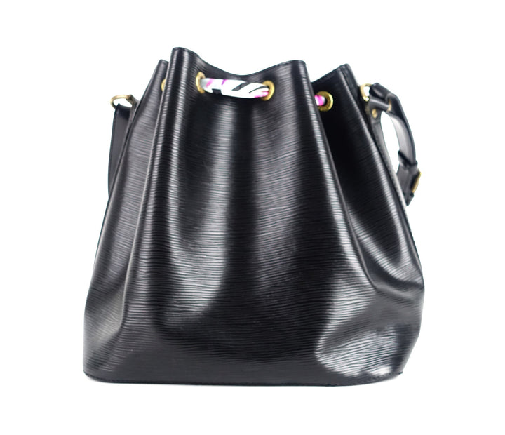petit noe black epi leather bag with wallet