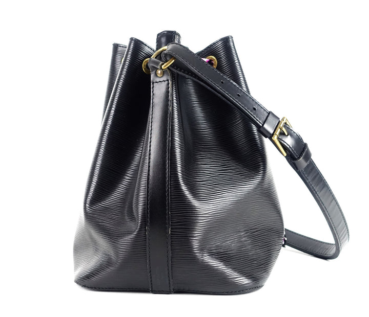petit noe black epi leather bag with wallet